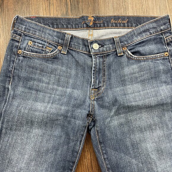 7 For All Mankind Womens Bootcut Jeans 29 Blue Mid Rise Med Wash Stretch Denim - Picture 3 of 11